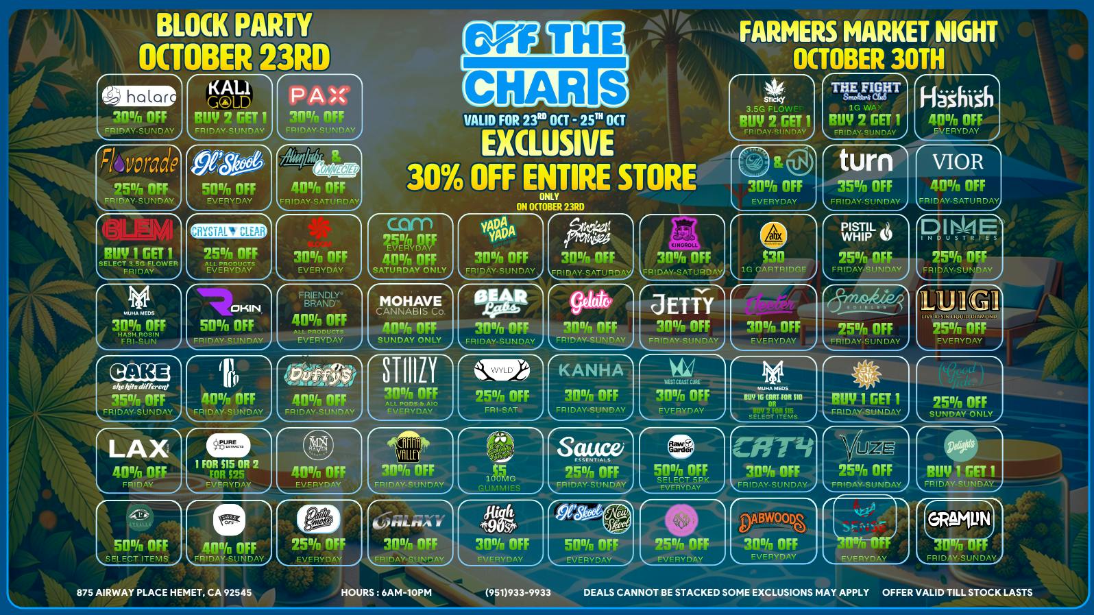 Off the Charts - Hemet on Airway Pl WEEKEND DEALS HERE!! FTP?!! GET A PENNY GIFT!!