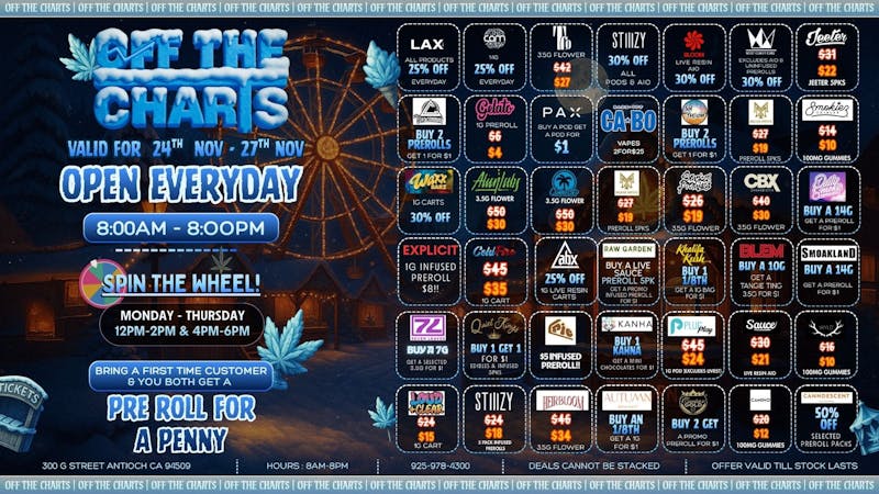 Off The Charts - Antioch EARLY BLACK FRIDAY DEALS