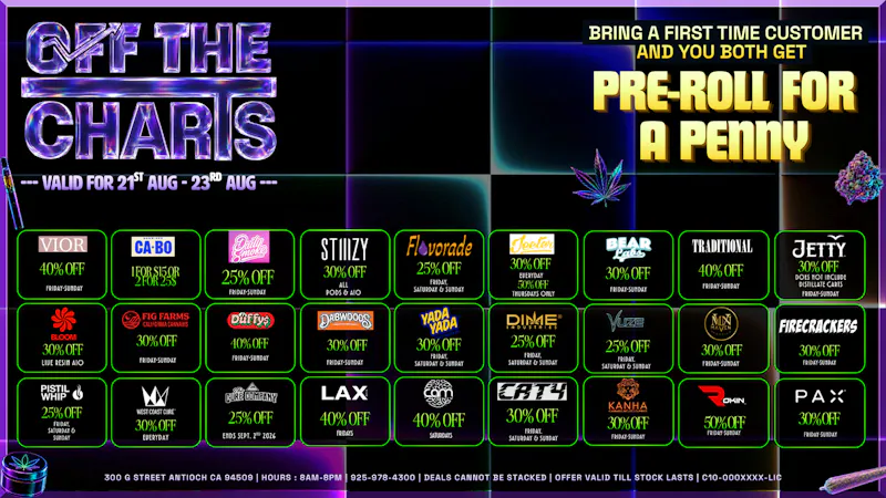 Off The Charts - Antioch KILLER WEEK DEALS