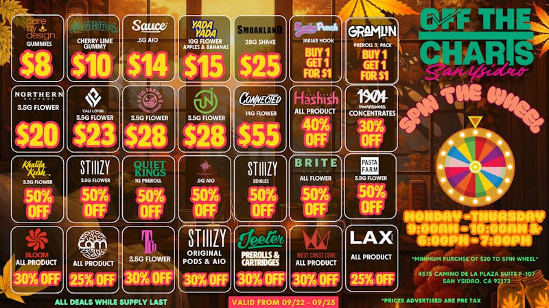 Off the Charts - San Ysidro KEEPIN' YOUR STASH FULL AND WALLET FULLER!