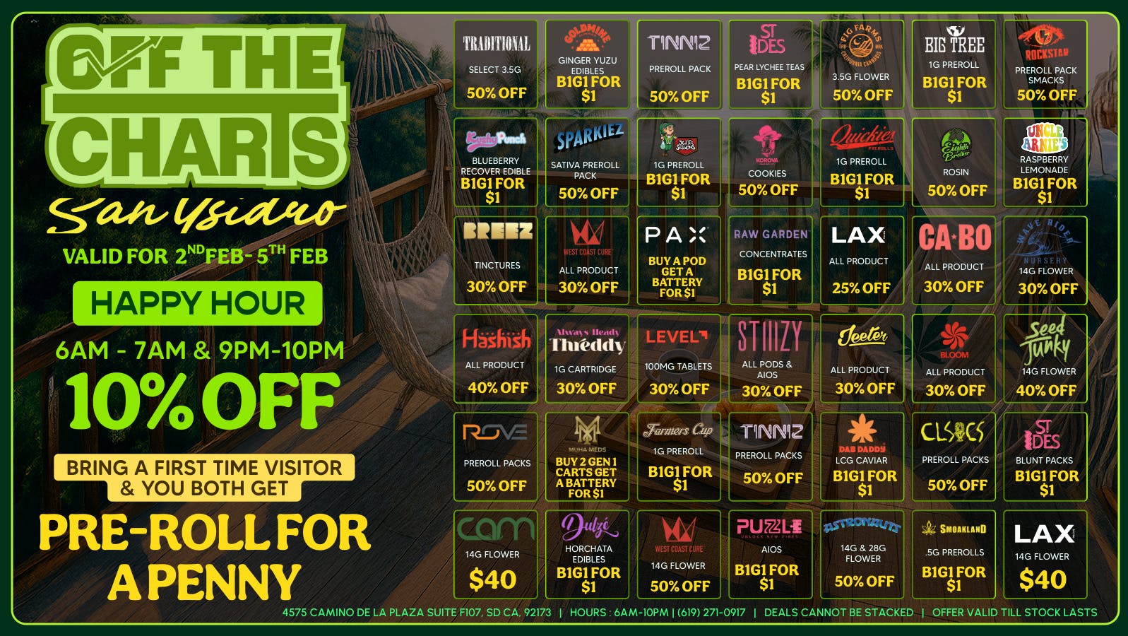 Off the Charts - San Ysidro SET YOUR WEEK UP RIGHT WITH OTC SAN YSIDRO