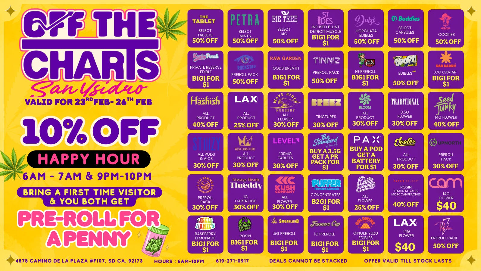 Off the Charts - San Ysidro THE SHORTEST MONTH WITH THE BIGGEST SAVINGS