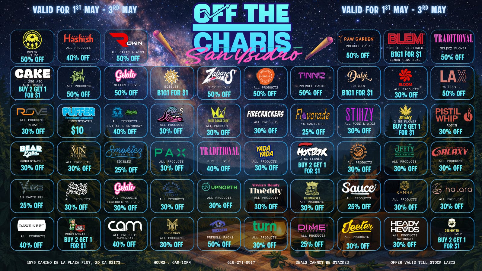 Off the Charts - San Ysidro MAY SAVINGS FOR ALL