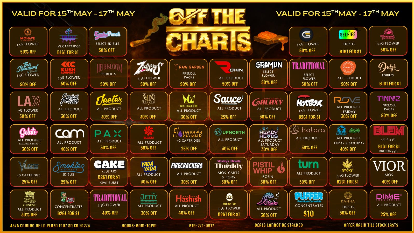 Off the Charts - San Ysidro SUPER DEEP SAVINGS THIS FRIDAY, SATURDAY & SUNDAY!
