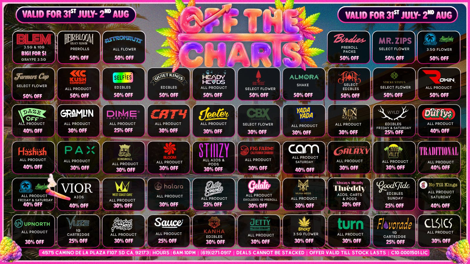 Off the Charts - San Ysidro STOP BY FOR THE LAST WEEKEND OF JULY