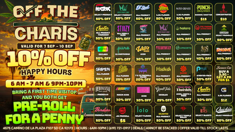 Off the Charts - San Ysidro FIRST TIME CUSTOMERS = 50% OFF ENTIRE PURCHASE