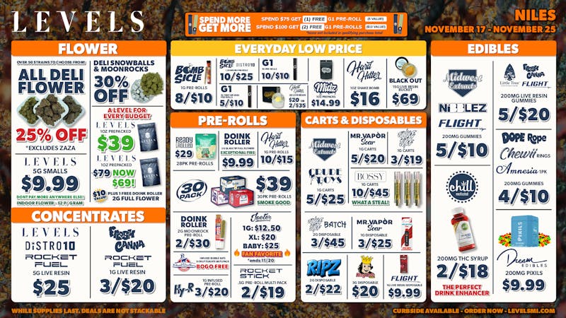 Levels Cannabis - Niles 25% OFF Deli-Over 100+ Strains Served Fresh Daily