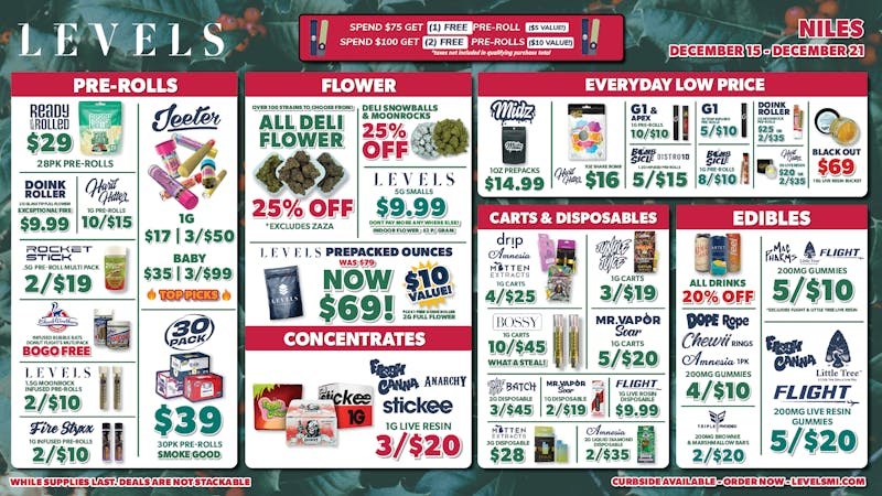 Levels Cannabis - Niles 25% OFF DELI - 100+ STRAINS - SERVED FRESH DAILY