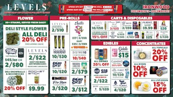 Levels Cannabis - Ironwood 20% OFF Deli - 50+ Strains - Served Fresh Daily!