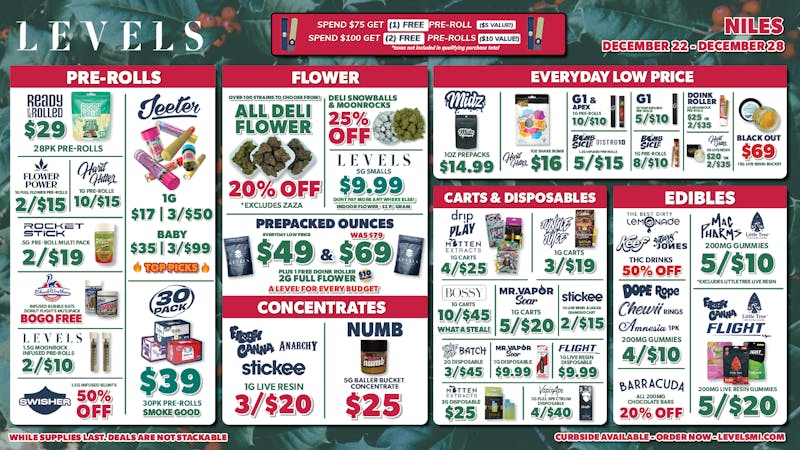 Levels Cannabis - Niles 20% OFF DELI - 100+ STRAINS - SERVED FRESH DAILY