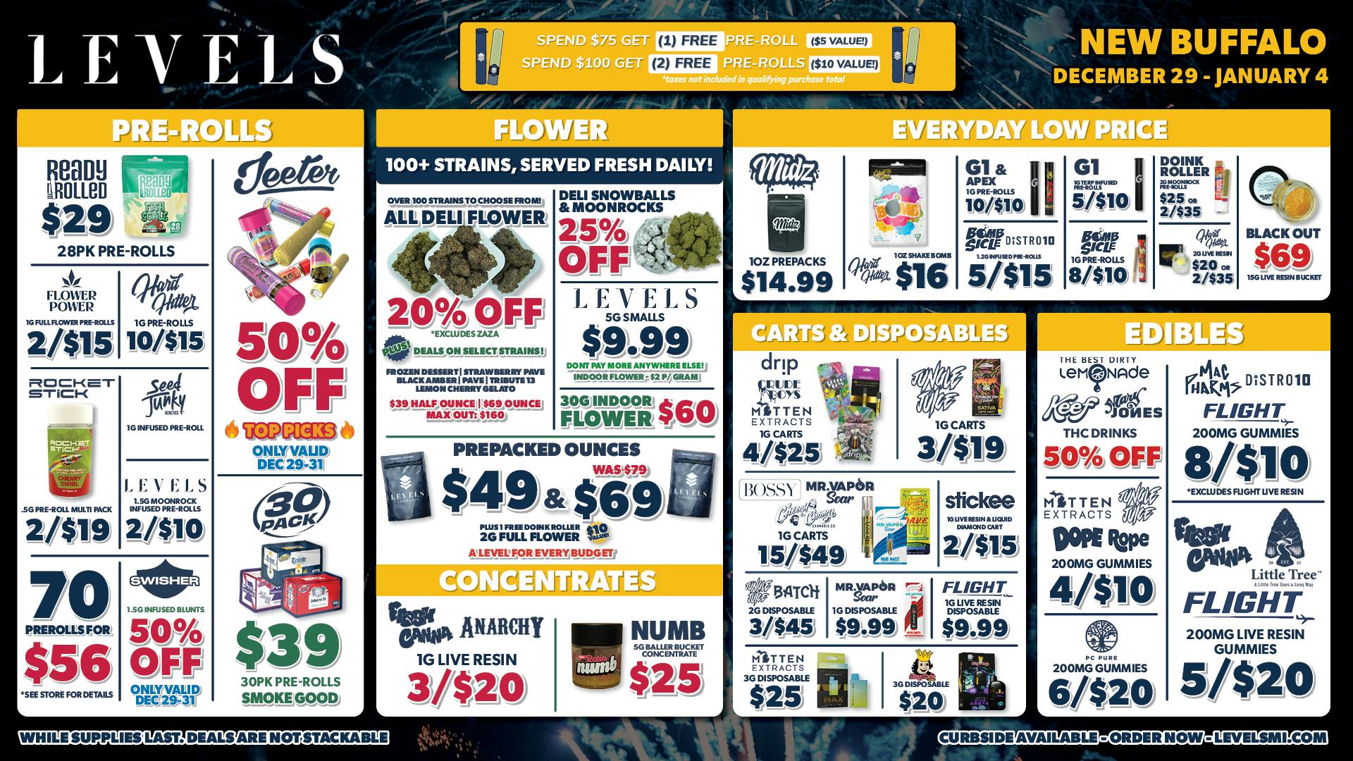 Levels - New Buffalo 20% OFF Deli - 100+ Strains Served Fresh Daily!