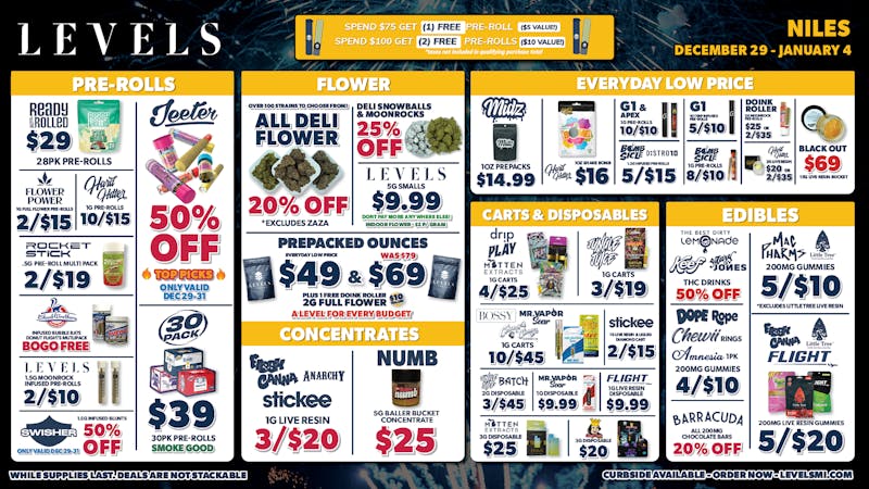 Levels Cannabis - Niles 20% OFF Deli - 100+ Strains Served Fresh Daily!