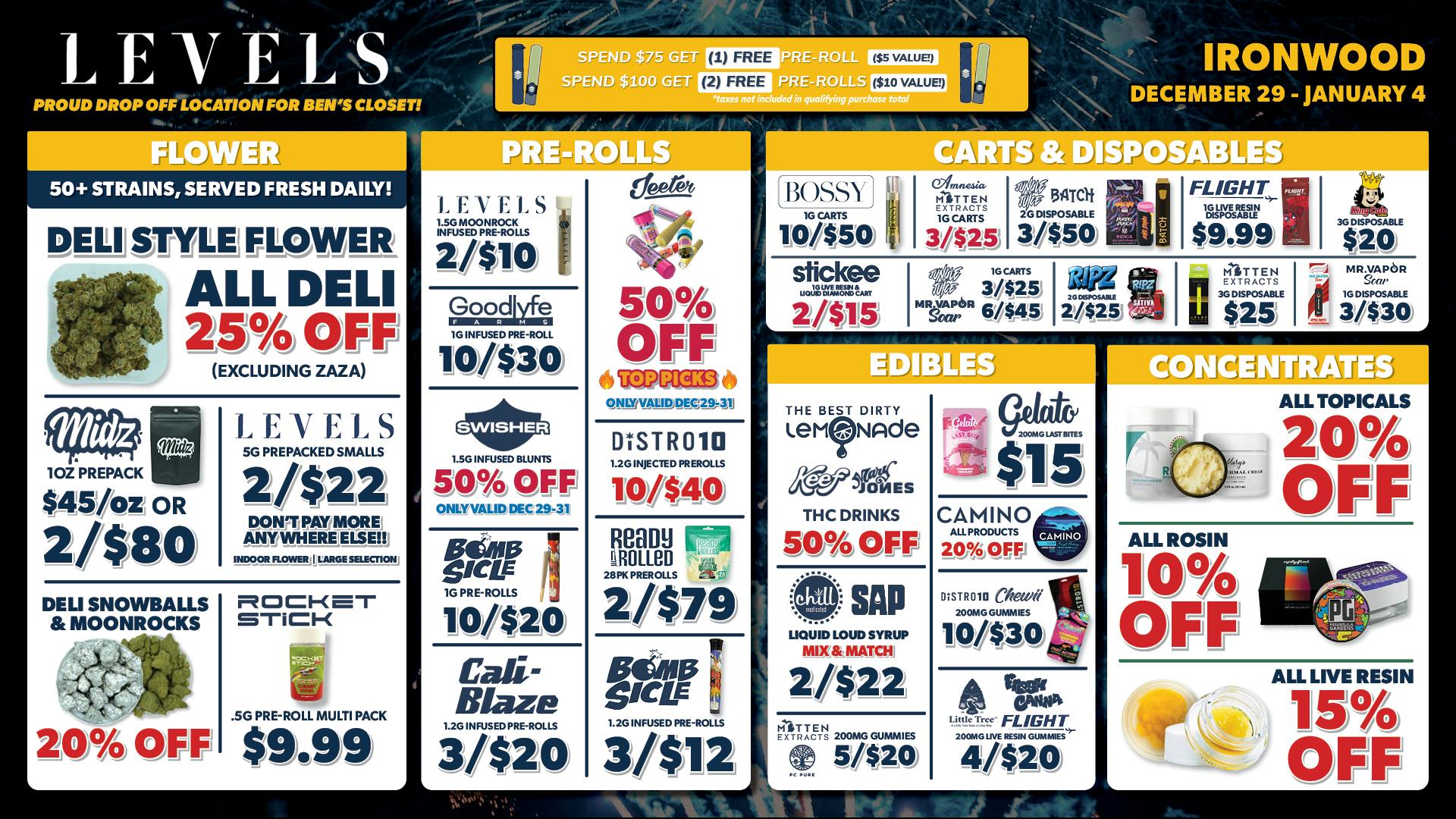 Levels Cannabis - Ironwood 20% OFF Deli - 50+ Strains Served Fresh Daily!