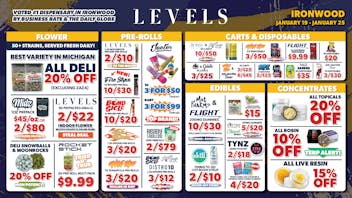 Levels Cannabis - Ironwood 20% OFF Deli - 100+ Strains - Served Fresh Daily!