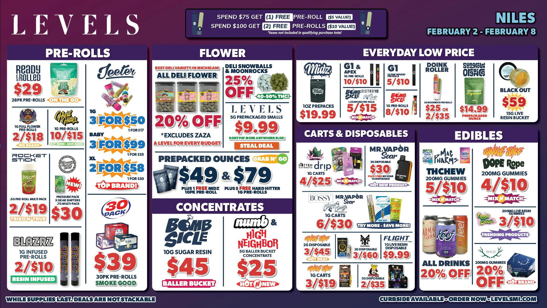 Levels Cannabis - Niles 20% OFF Deli - Over 100+ Strains to Choose From!