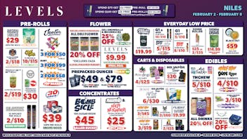 Levels Cannabis - Niles 20% OFF Deli - Over 100+ Strains to Choose From!
