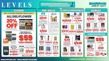 Levels Cannabis - Ironwood 20% OFF Deli - Over 100+ Strains - Always Fresh