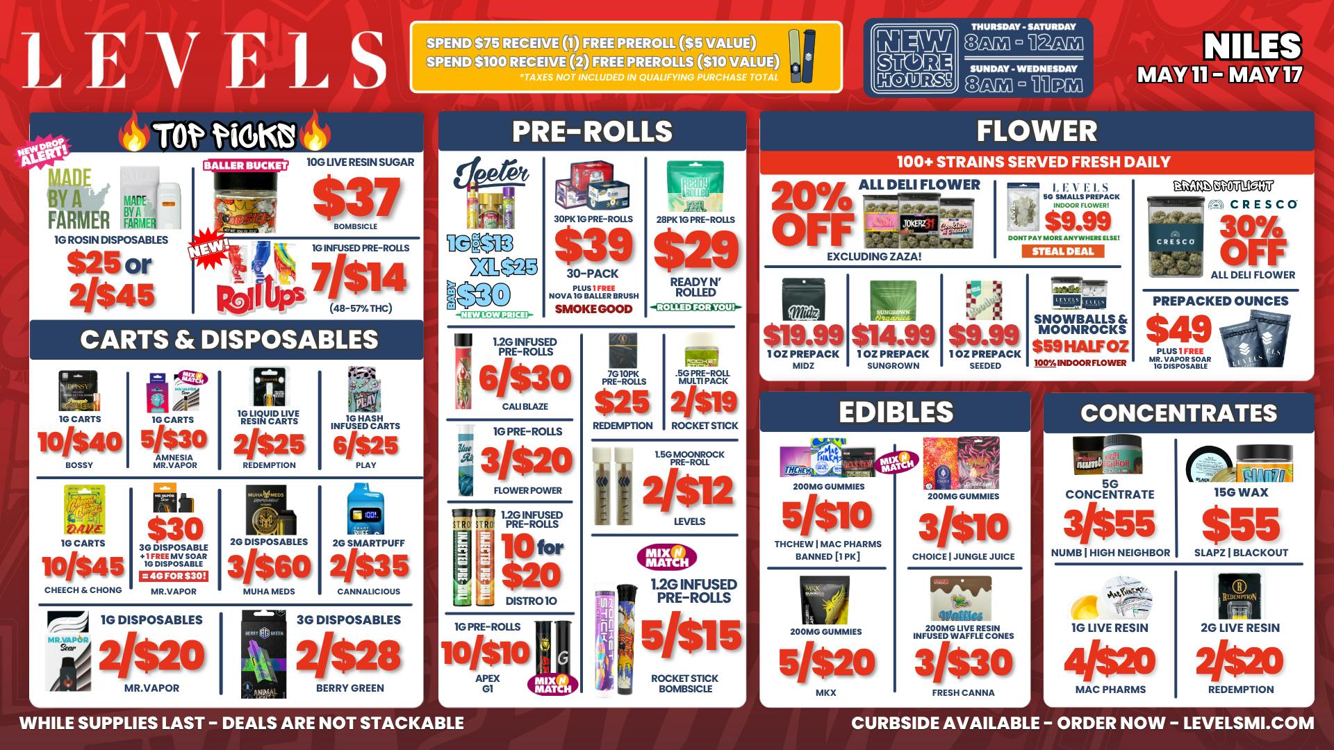 Levels Cannabis - Niles 25% OFF Deli - Over 100+ Strains - Always Fresh