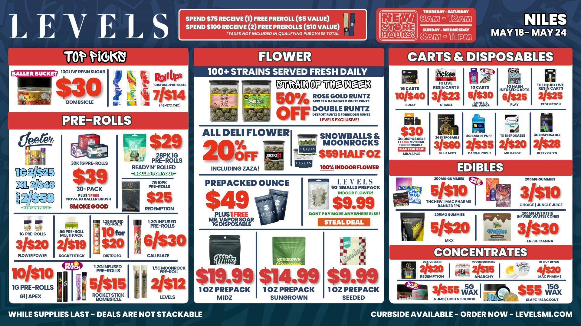 Levels Cannabis - Niles 20% OFF Deli - Over 100+ Strains - Always Fresh