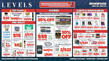 Levels Cannabis - Ironwood 20% OFF Deli - Over 100+ Strains - Always Fresh