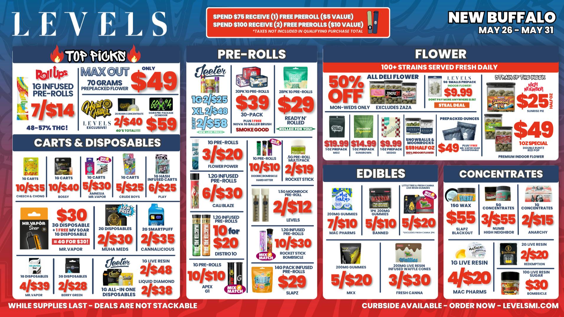 Levels - New Buffalo 50% OFF Deli -Quality Flower- Unbeatable Prices!