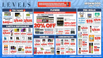 Levels Cannabis - Ironwood 20% OFF DELI FLOWER - LARGEST SELECTION IN THE UP!