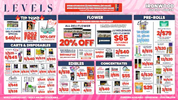 Levels Cannabis - Ironwood 20% OFF DELI FLOWER - LARGEST SELECTION IN THE UP!
