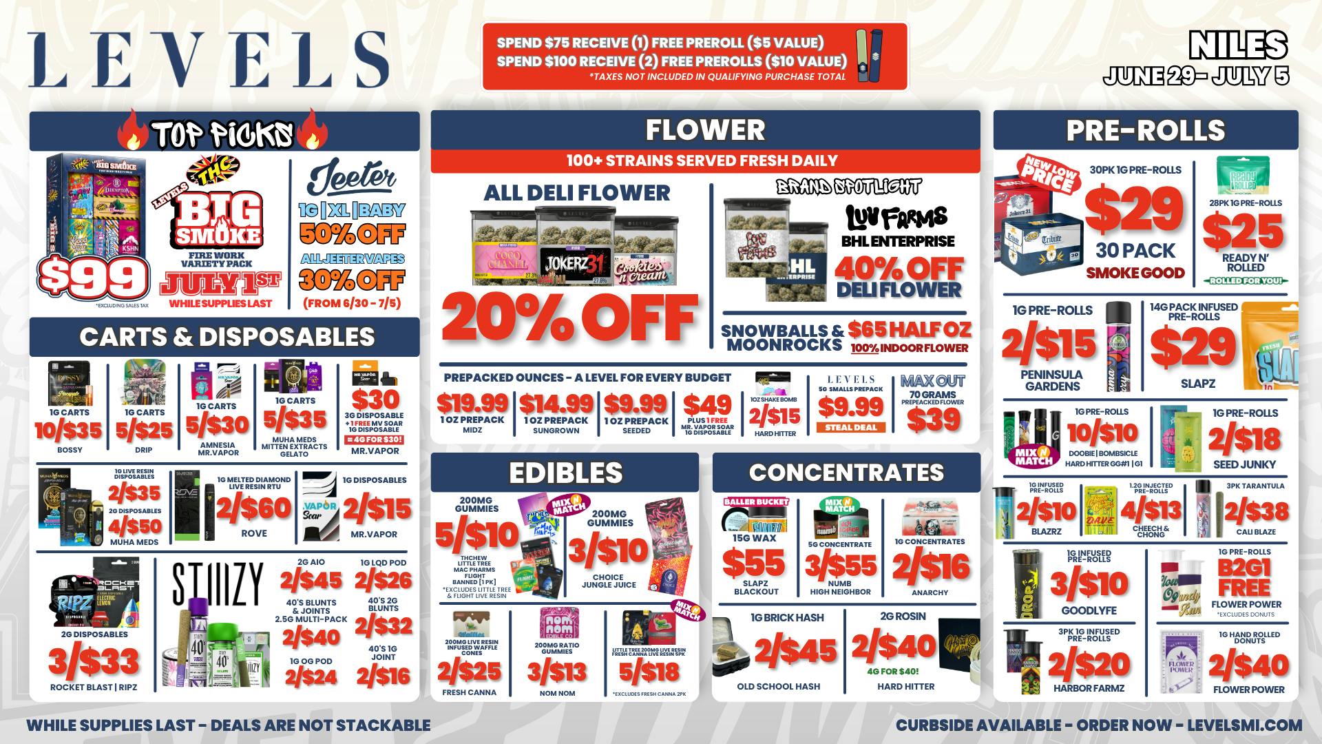 Levels Cannabis - Niles 20% OFF DELI - OVER 100+ STRAINS TO CHOOSE FROM!
