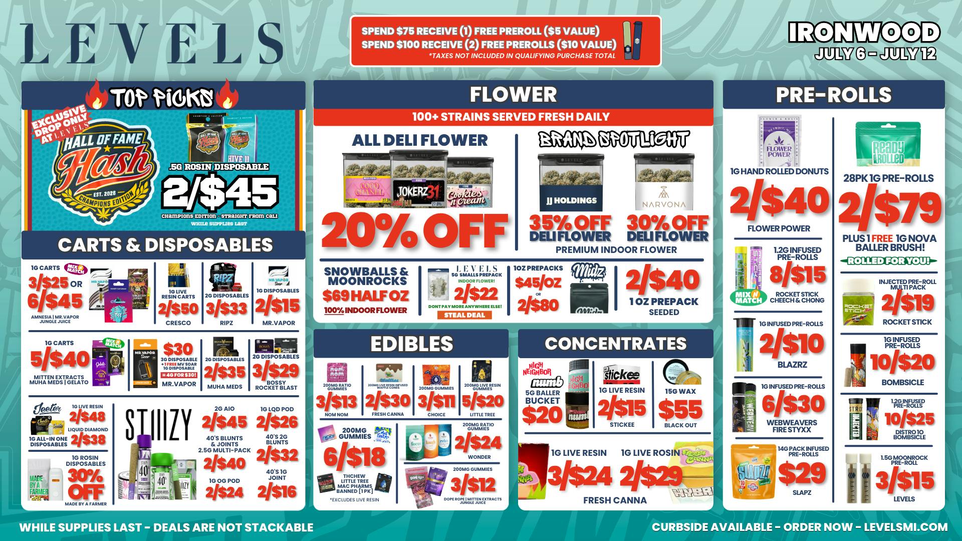 Levels Cannabis - Ironwood 20% OFF DELI FLOWER - LARGEST SELECTION IN THE UP!