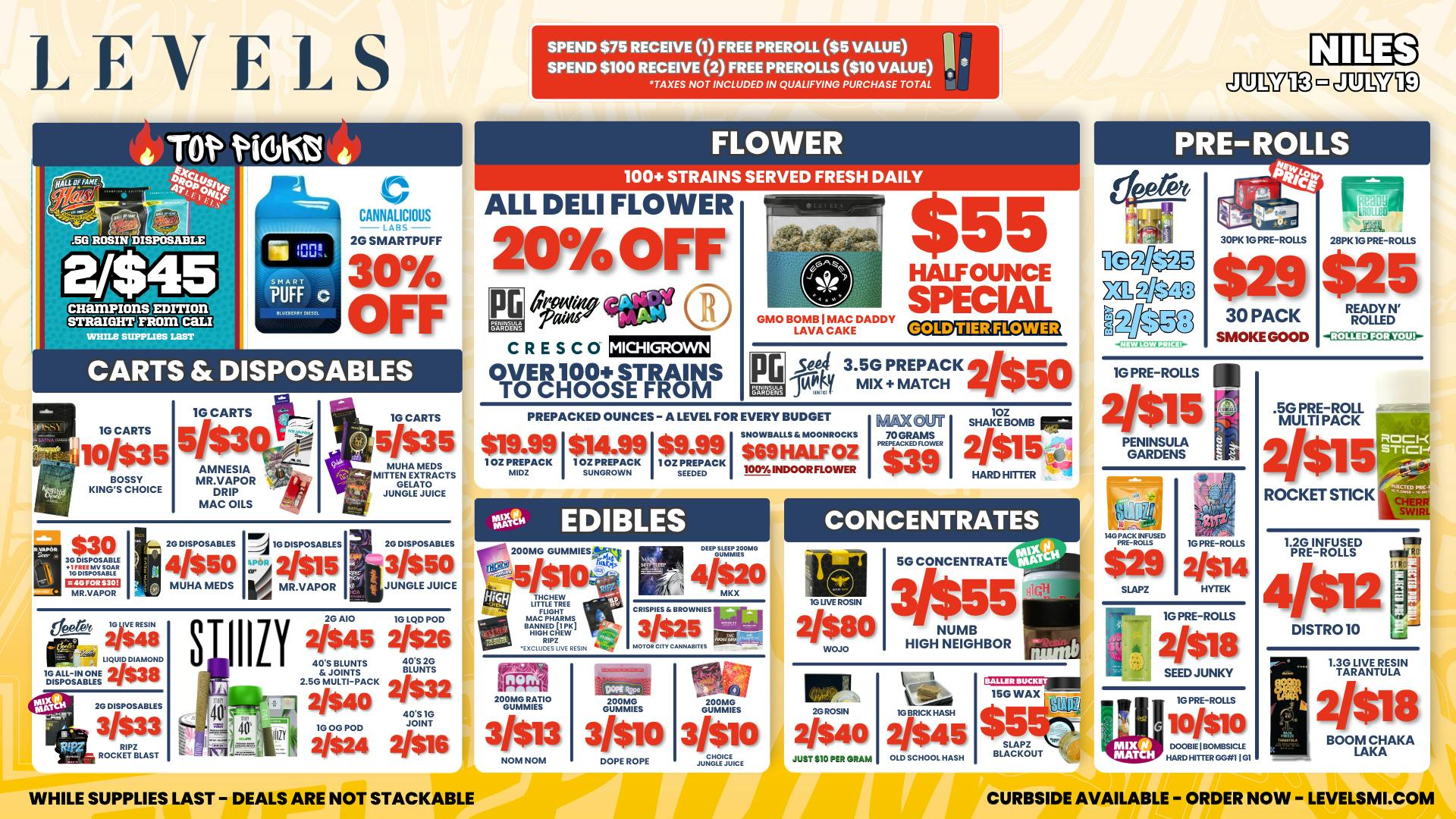 Levels Cannabis - Niles 20% OFF DELI - OVER 100+ STRAINS TO CHOOSE FROM!