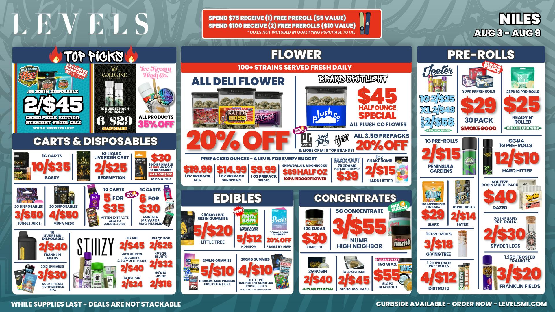 Levels Cannabis - Niles 20% OFF DELI - OVER 100+ STRAINS TO CHOOSE FROM!