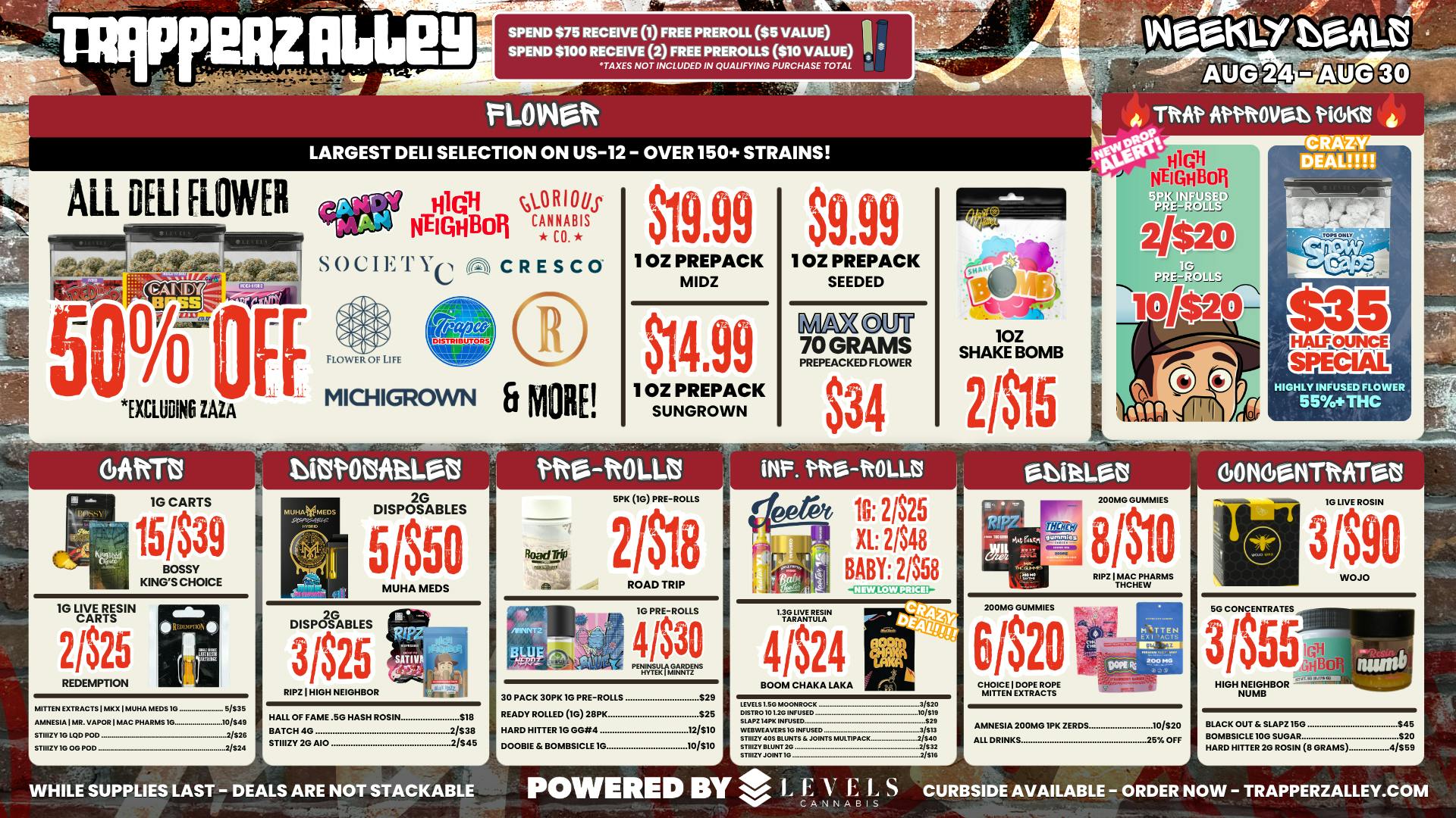Trapperz Alley - New Buffalo 50% OFF ALL DELI FLOWER - OVER 150+ STRAINS!