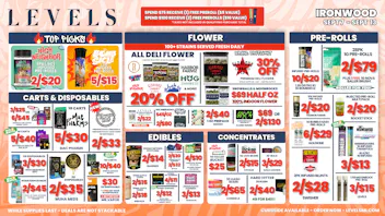 Levels Cannabis - Ironwood 20% OFF DELI FLOWER - LARGEST SELECTION IN THE UP!