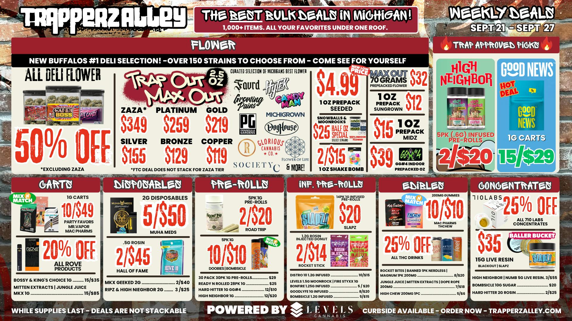 Trapperz Alley - New Buffalo $4.99 PREPACK OZ + 50% OFF DELI -OVER 150 STRAINS!