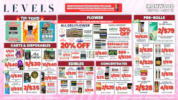 Levels Cannabis - Ironwood 20% OFF DELI FLOWER - LARGEST SELECTION IN THE UP!
