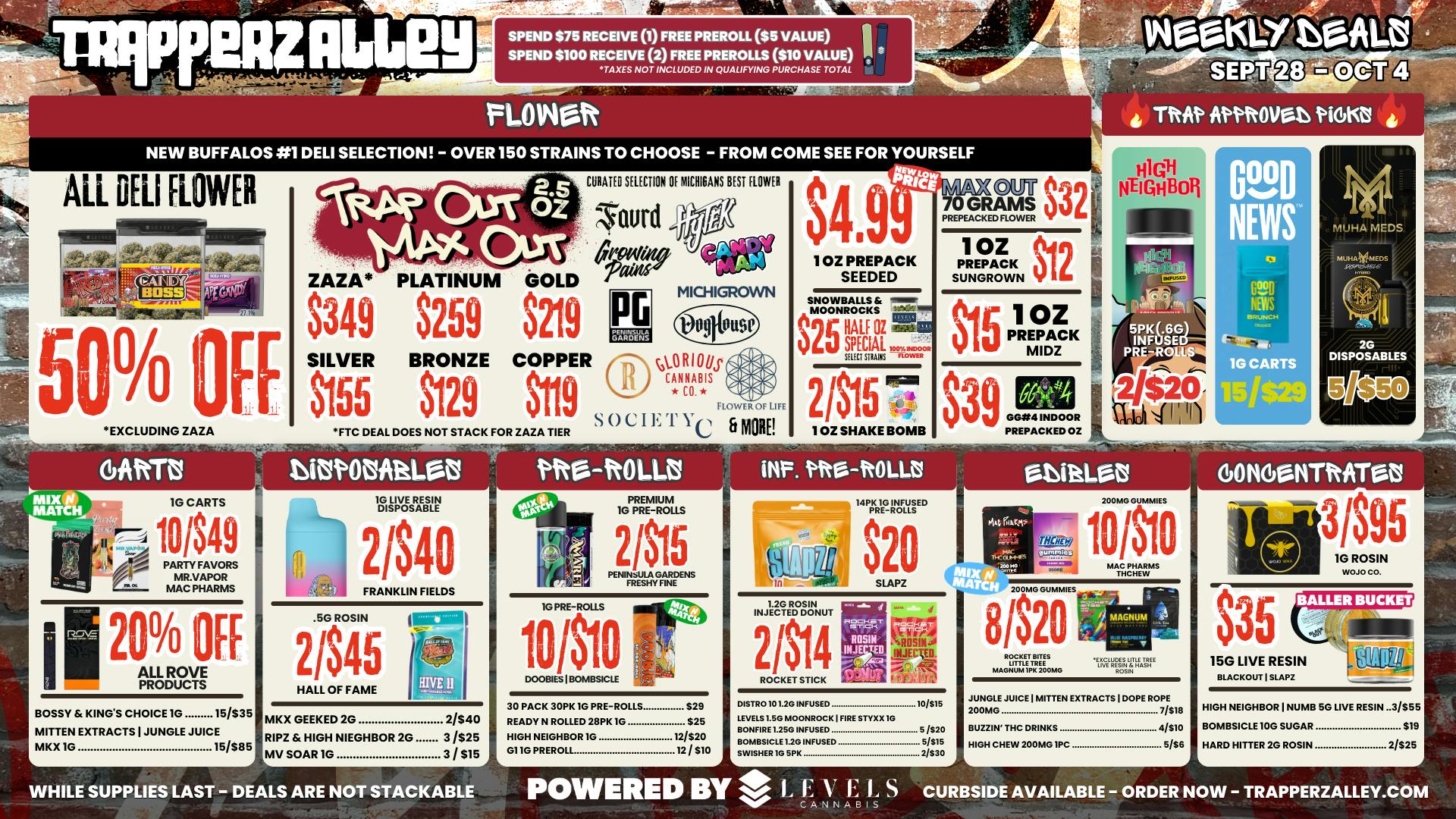 Trapperz Alley - New Buffalo $4.99 PREPACK OZ + 50% OFF DELI -OVER 150 STRAINS!