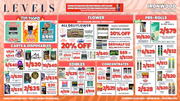 Levels Cannabis - Ironwood 20% OFF DELI FLOWER - LARGEST SELECTION IN THE UP!