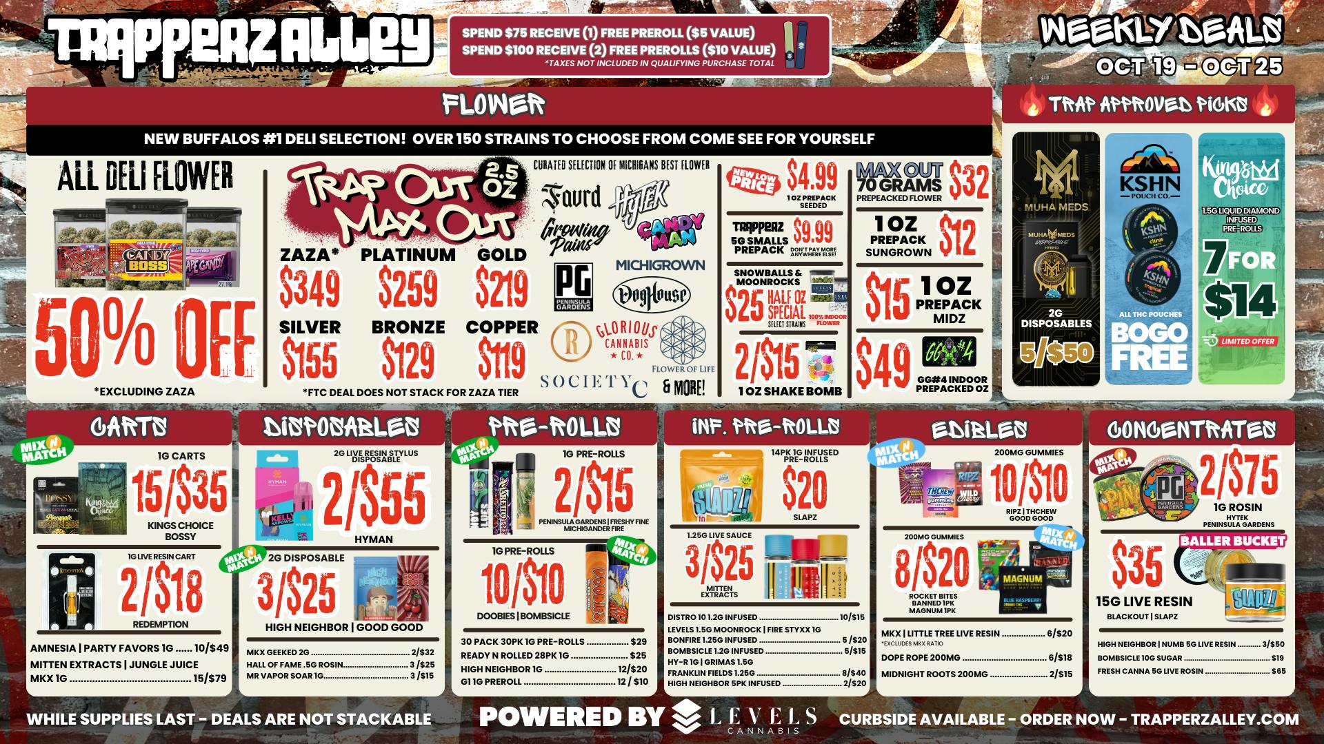 Trapperz Alley - New Buffalo $4.99 PREPACK OZ + 50% OFF DELI -OVER 150 STRAINS!
