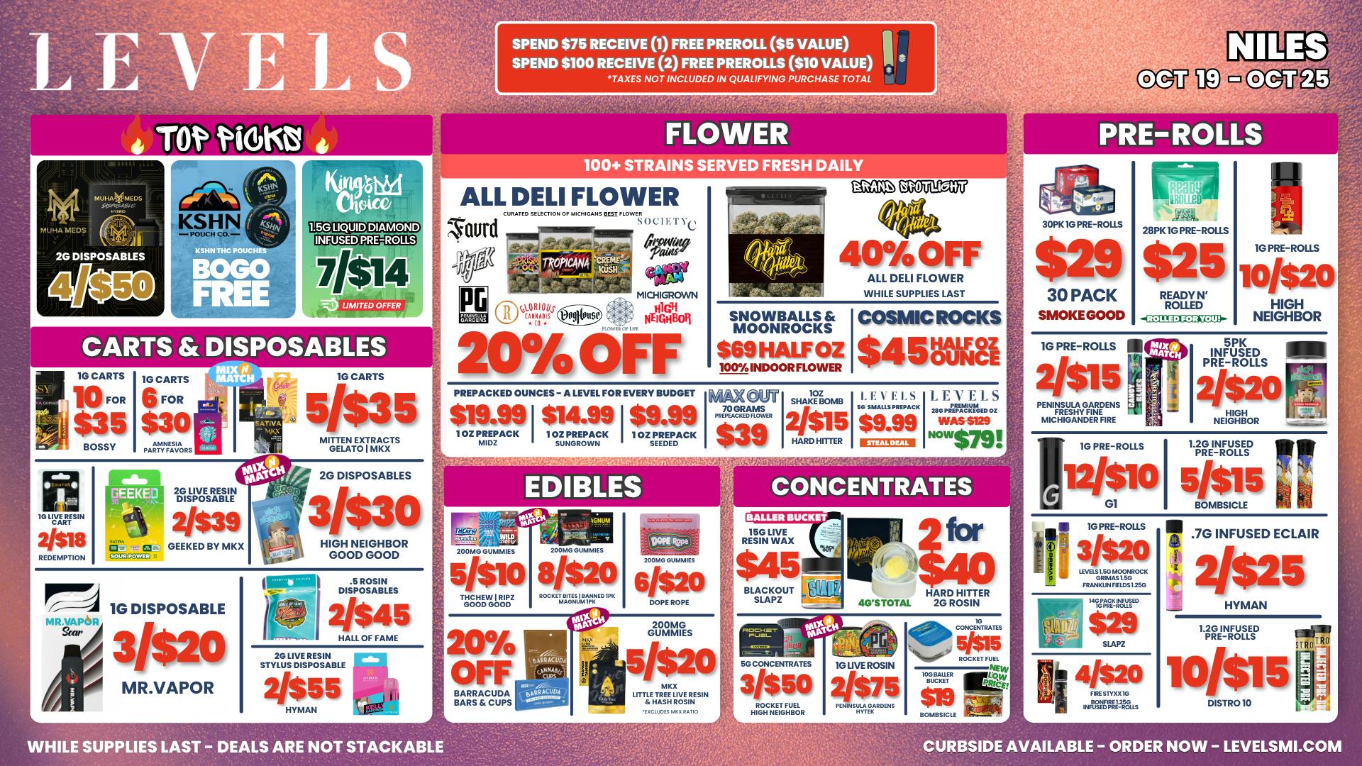 Levels Cannabis - Niles 20% OFF DELI - OVER 100+ STRAINS TO CHOOSE FROM!