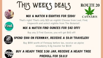 Route 20 Cannabis WEEKLY SPECIALS!
