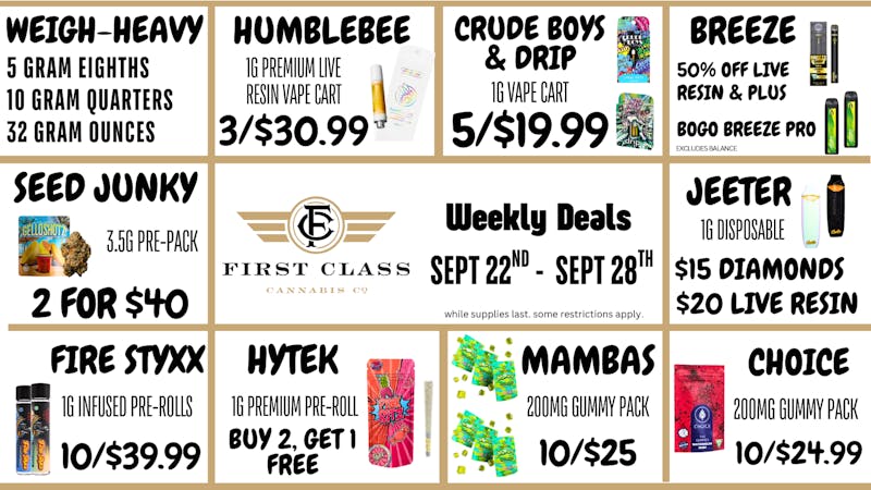 First Class Lansing (formerly Dispo) Weekly Deals 9/22 - 9/28/25