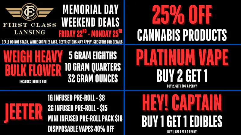 First Class Lansing Memorial Day Weekend Deals🔴 ⬜ 🔷