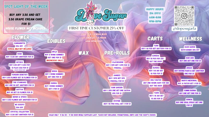 Dope Sugar - La Cienega Open at 6AM! ALL DAY BOGOS