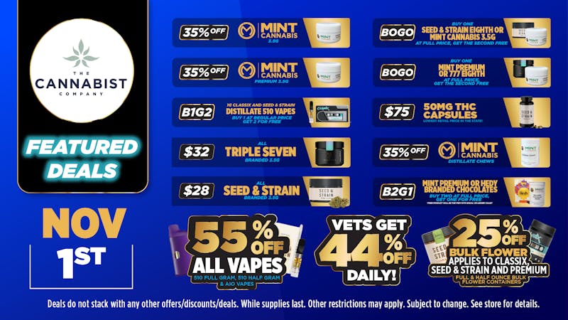 Cannabist Jacksonville 11.1.25 Specials!