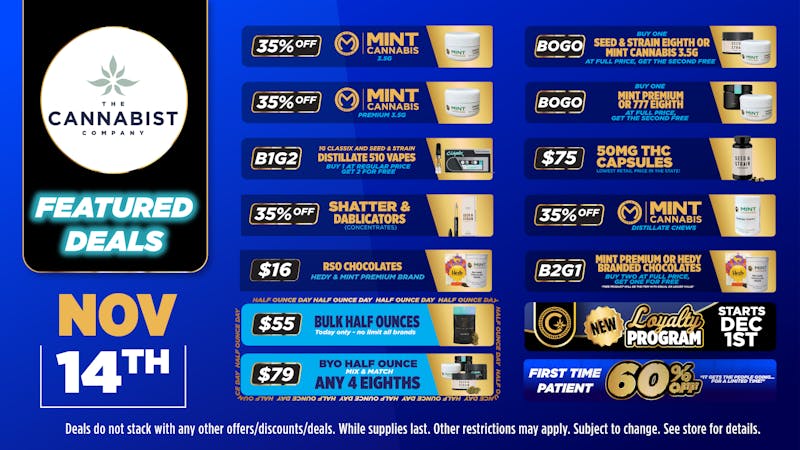 Cannabist Sarasota 11.14.25 Specials