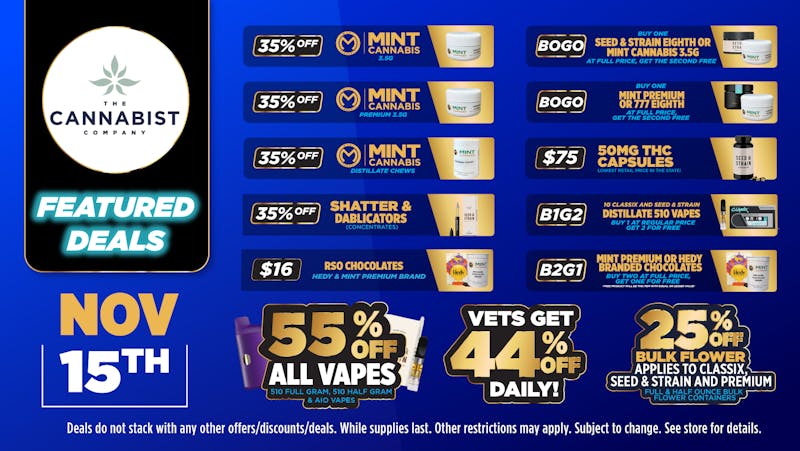 Cannabist Orlando 11.15.25 Specials