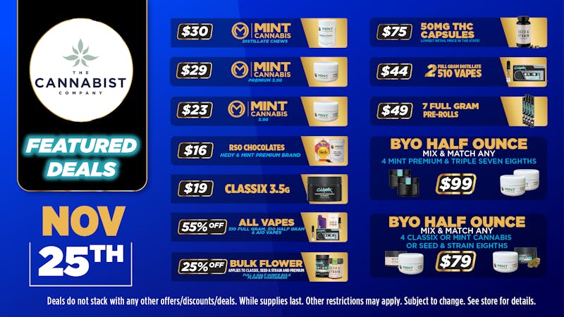 Cannabist Jacksonville 11.25.25 Specials