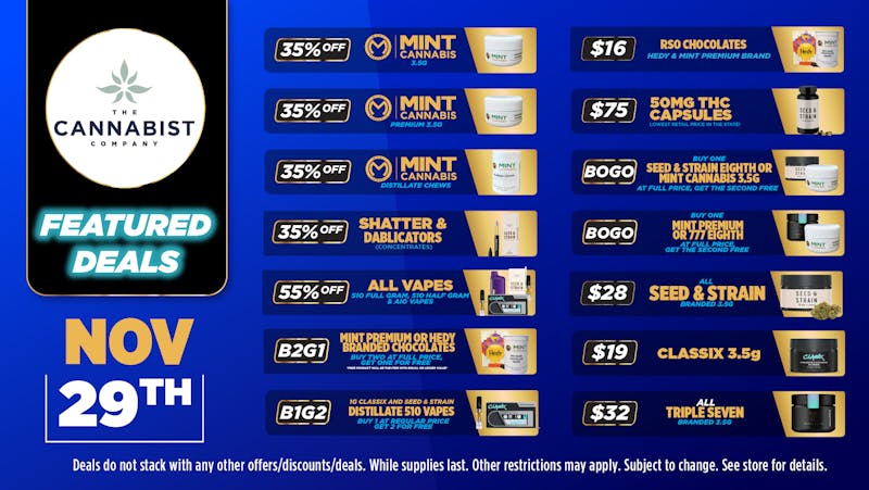 Cannabist Jacksonville 11.29.25 Specials