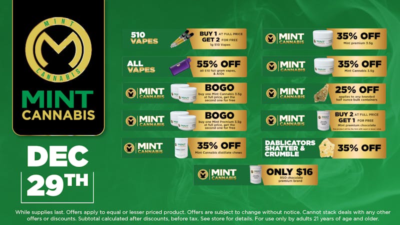 Cannabist Melbourne Mint Cannabis 12.28.25 Deals