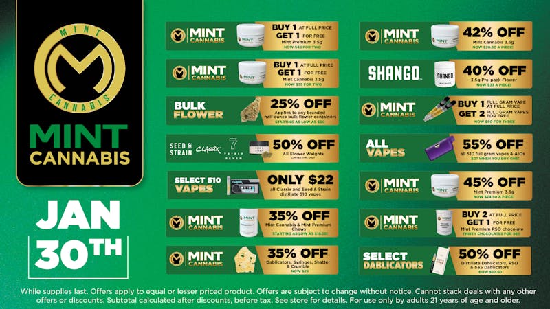 Cannabist Gainesville 1.30.26 Specials!